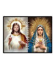 Jesus And Immaculate Heart Of Mary Laminated Photo - 5x7 Inches, Divine Blessings For Home & Office And Temple Decoration (F16187)