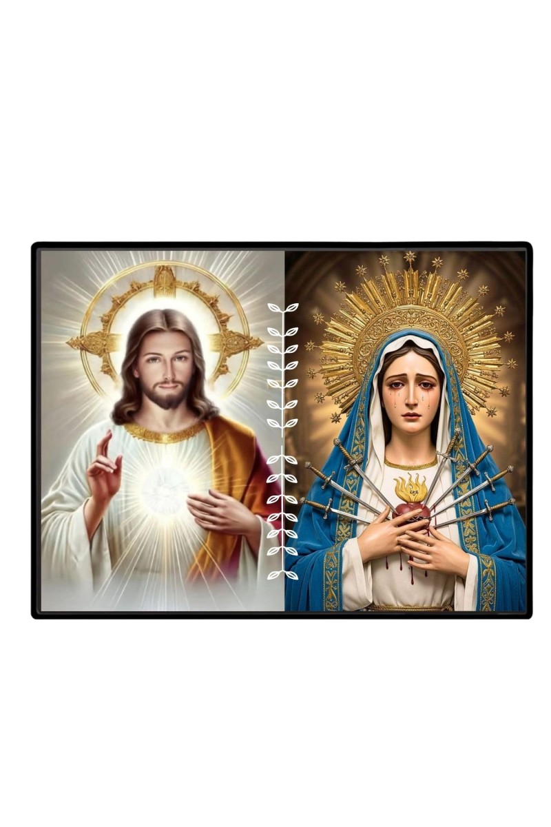 Jesus And Immaculate Heart Of Mary Laminated Photo - 5x7 Inches, Divine Blessings For Home & Office And Temple Decoration (F16187)