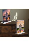 Taj Mahal Acrylic T-Style Photo Stand - 11x13 Inches, Compact and Stylish Spiritual Display, easily change 2 photos (Pack of 1)