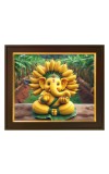 Hitech Sales lord Ganesha made by banana theme ai Photo with Beautiful 12X10 in synthetic Wood Frame With Glass Tabletop Wallmount display for Home office decor Gift for all occations
