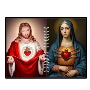 Jesus And Immaculate Heart Of Mary Laminated Photo - 7x9 Inches, Divine Blessings For Home & Office And Temple Decoration (F16183)