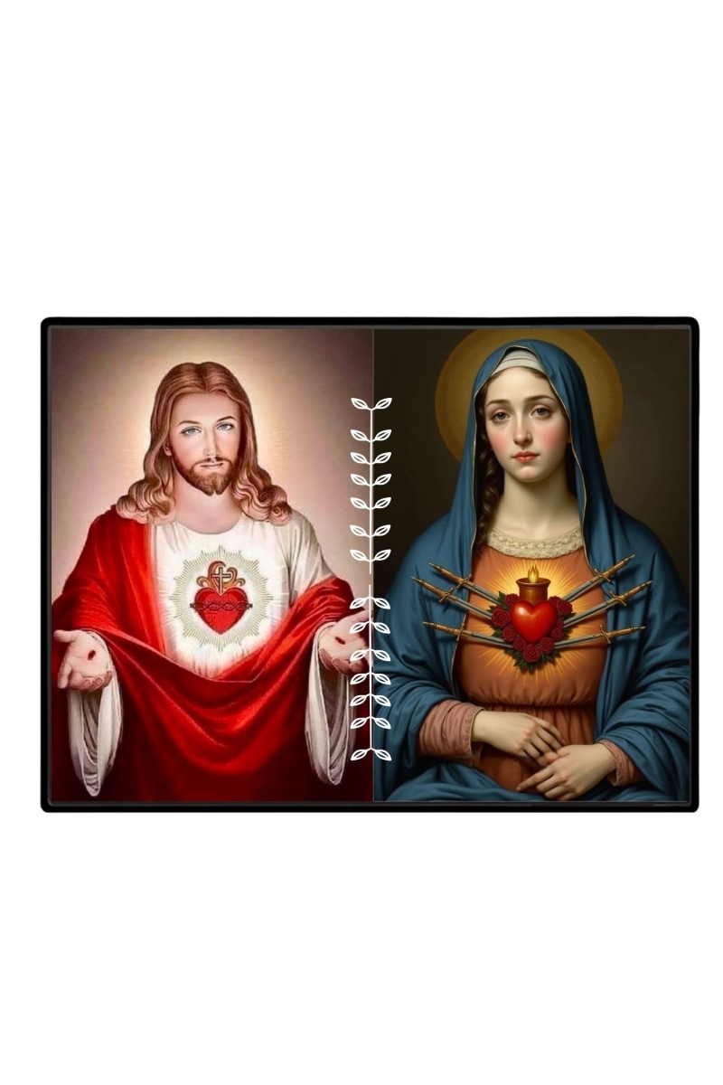 Jesus And Immaculate Heart Of Mary Laminated Photo - 11x13 Inches, Divine Blessings For Home & Office And Temple Decoration (F16183)