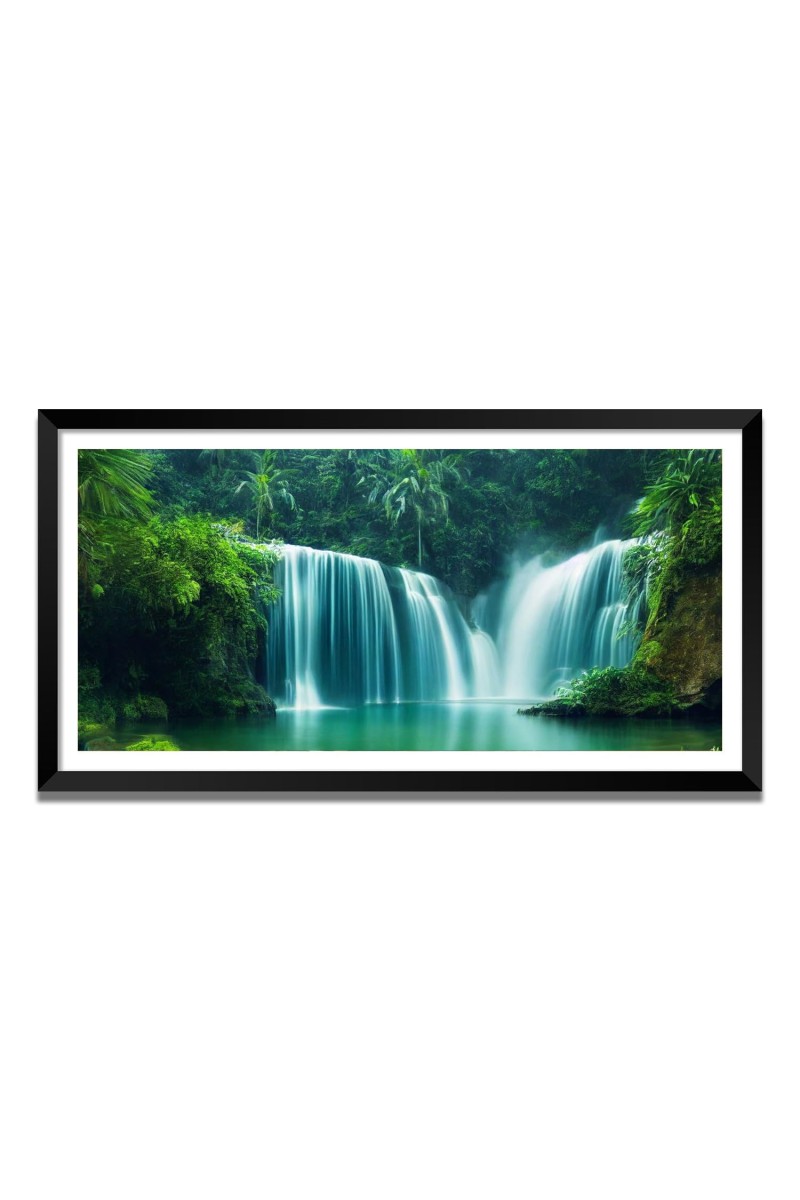 Nature Landscape Floating Frame Scenery Digital Print - (I5871) - 24x48 inch Modern Nature Wall Art for Living Room, Bedroom, Office, Hotels, Drawing Room