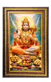 Lord Hanuman Digital Golden Balck Color Photo Frame | Hindu Religious Wall Decor | 10x16 Inches - Inspirational Wall Art For Office, Home Decor - Ideal Spiritual Gift (F16874)
