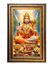 Lord Hanuman Digital Golden Balck Color Photo Frame | Hindu Religious Wall Decor | 10x16 Inches - Inspirational Wall Art For Office, Home Decor - Ideal Spiritual Gift (F16874)
