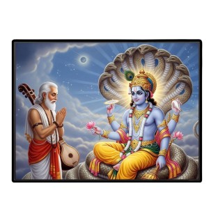 Lord Vishnu Laminated Photo - 7x9 Inches, Divine Blessings For Home & Office And Temple Decoration (F16056)