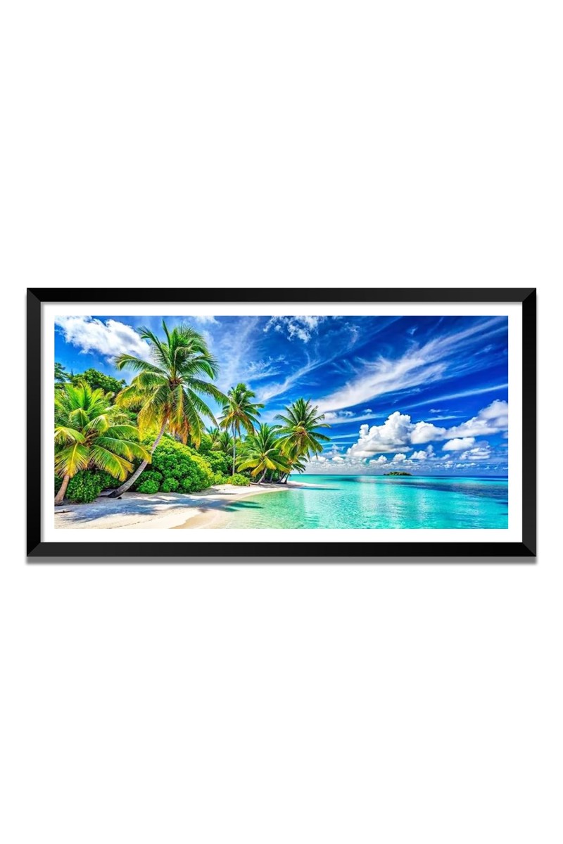 Nature Landscape Floating Frame Scenery Digital Print - (I5706) - 12x24 inch Modern Nature Wall Art for Living Room, Bedroom, Office, Hotels, Drawing Room