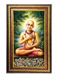 Sri Chaitanya Mahaprabhu Digital Golden Balck Color Photo Frame | Hindu Religious Wall Decor | 18x24 Inches - Inspirational Wall Art For Office, Home Decor - Ideal Spiritual Gift (F16777)
