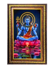 Lord Shiva Digital Golden Balck Color Photo Frame | Hindu Religious Wall Decor | 16x22 Inches - Inspirational Wall Art For Office, Home Decor - Ideal Spiritual Gift (F16923)