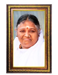 Sri Mata Amritanandamayi Devi Digital Golden Balck Color Photo Frame | Hindu Religious Wall Decor | 16x22 Inches - Inspirational Wall Art For Office, Home Decor - Ideal Spiritual Gift (F16634)