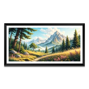 Nature Landscape Floating Frame Scenery Digital Print - (I5672) - 12x24 inch Modern Nature Wall Art for Living Room, Bedroom, Office, Hotels, Drawing Room