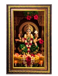 Ma Durga Digital Golden Balck Color Photo Frame | Hindu Religious Wall Decor | 18x24 Inches - Inspirational Wall Art For Office, Home Decor - Ideal Spiritual Gift (F16916)
