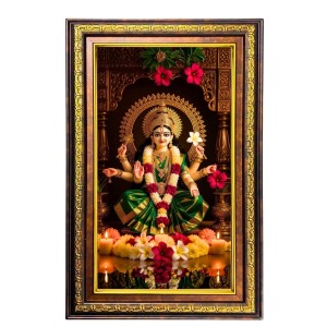 Ma Durga Digital Golden Balck Color Photo Frame | Hindu Religious Wall Decor | 18x24 Inches - Inspirational Wall Art For Office, Home Decor - Ideal Spiritual Gift (F16916)
