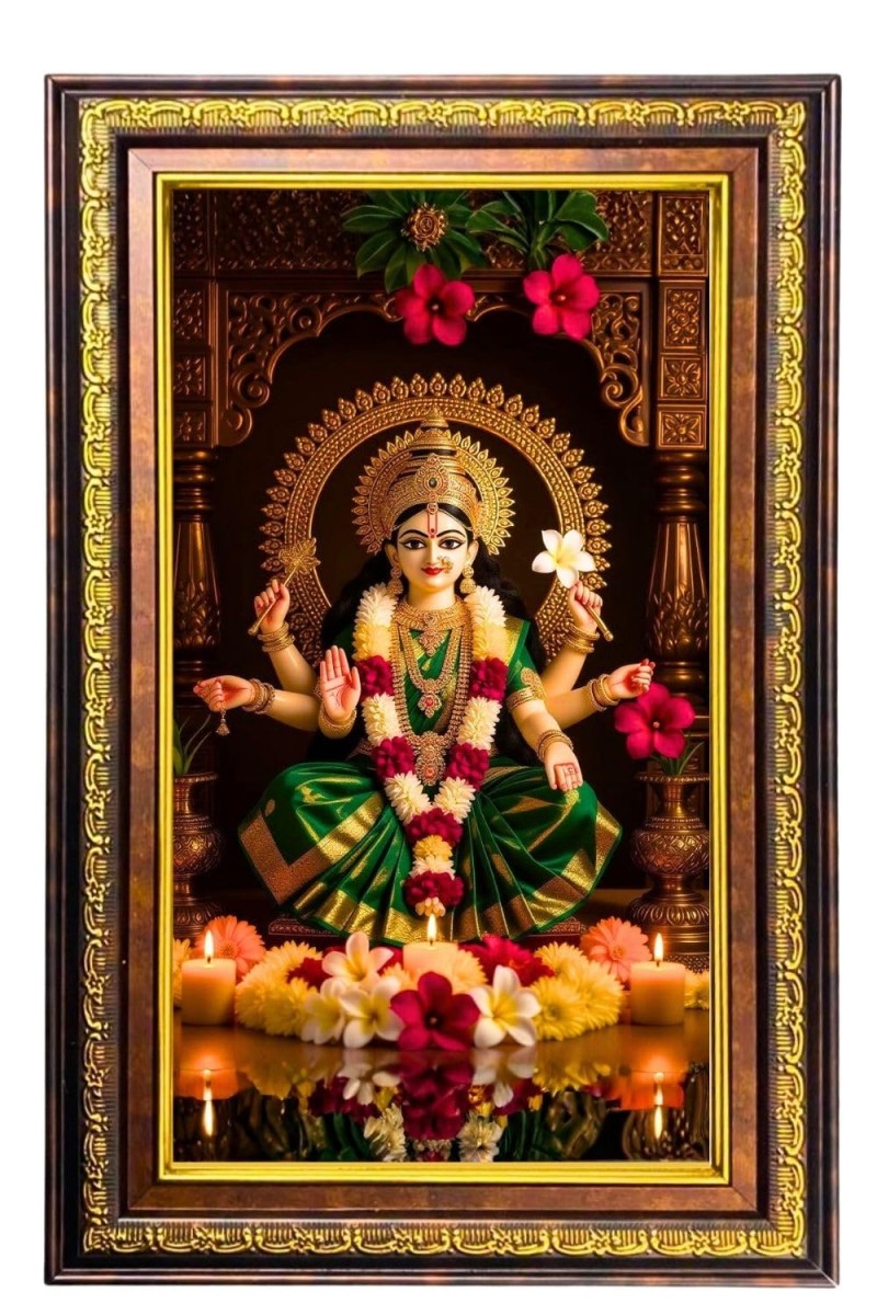 Ma Durga Digital Golden Balck Color Photo Frame | Hindu Religious Wall Decor | 10x16 Inches - Inspirational Wall Art For Office, Home Decor - Ideal Spiritual Gift (F16916)