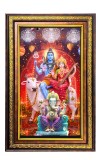 Lord Shiva And Parvathi And Ganesha Digital Golden Balck Color Photo Frame | Hindu Religious Wall Decor | 10x16 Inches - Inspirational Wall Art For Office, Home Decor - Ideal Spiritual Gift (F16882)