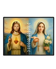 Jesus Christ - Our Lady Of Rosary Laminated Photo - 5x7 Inches, Divine Blessings For Home & Office And Temple Decoration (F16282)