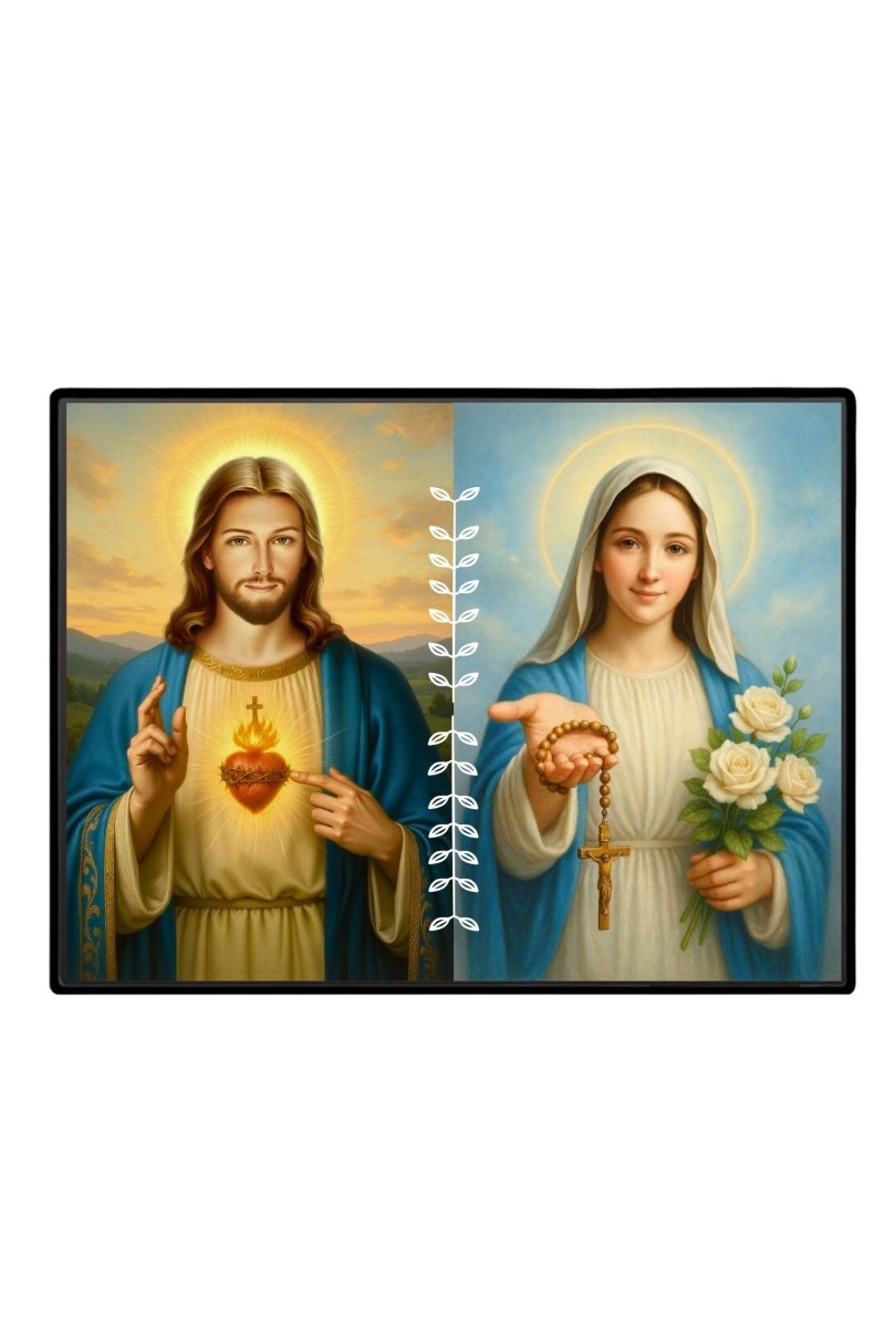 Jesus Christ - Our Lady Of Rosary Laminated Photo - 13x15 Inches, Divine Blessings For Home & Office And Temple Decoration (F16282)