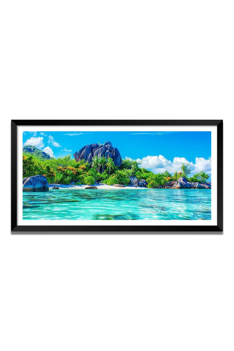 Nature Landscape Floating Frame Scenery Digital Print - (I5745) - 24x48 inch Modern Nature Wall Art for Living Room, Bedroom, Office, Hotels, Drawing Room