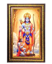 Lord Rama And Hanuman Digital Golden Balck Color Photo Frame | Hindu Religious Wall Decor | 12x18 Inches - Inspirational Wall Art For Office, Home Decor - Ideal Spiritual Gift (F16536)