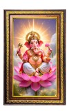Lord Ganesha Digital Golden Balck Color Photo Frame | Hindu Religious Wall Decor | 10x16 Inches - Inspirational Wall Art For Office, Home Decor - Ideal Spiritual Gift (F16573)