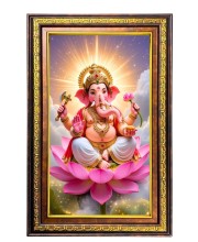 Lord Ganesha Digital Golden Balck Color Photo Frame | Hindu Religious Wall Decor | 10x16 Inches - Inspirational Wall Art For Office, Home Decor - Ideal Spiritual Gift (F16573)
