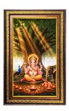 Lord Ganesha Digital Golden Balck Color Photo Frame | Hindu Religious Wall Decor | 10x16 Inches - Inspirational Wall Art For Office, Home Decor - Ideal Spiritual Gift (F16584)
