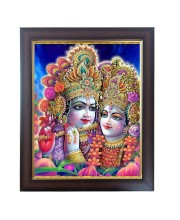 Hitech Sales Radha Krishna Photo Frame for Pooja Room, Temple Decor, Home Decoration and Gift (Wall and Tabletop, Rectangular, Polystyrene Frame, Printed Photo, 24 x 29 cm, Black)