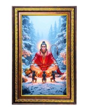 Lord Hanuman Digital Golden Balck Color Photo Frame | Hindu Religious Wall Decor | 10x16 Inches - Inspirational Wall Art For Office, Home Decor - Ideal Spiritual Gift (F16712)