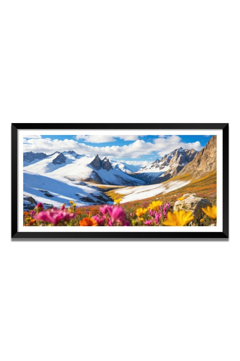 Nature Landscape Floating Frame Scenery Digital Print - (I5601) - 24x48 inch Modern Nature Wall Art for Living Room, Bedroom, Office, Hotels, Drawing Room