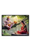 Lord Hanuman Mata Sita Laminated Photo - 13x15 Inches, Divine Blessings For Home & Office And Temple Decoration (F16105)