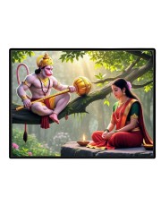 Lord Hanuman Mata Sita Laminated Photo - 11x13 Inches, Divine Blessings For Home & Office And Temple Decoration (F16105)