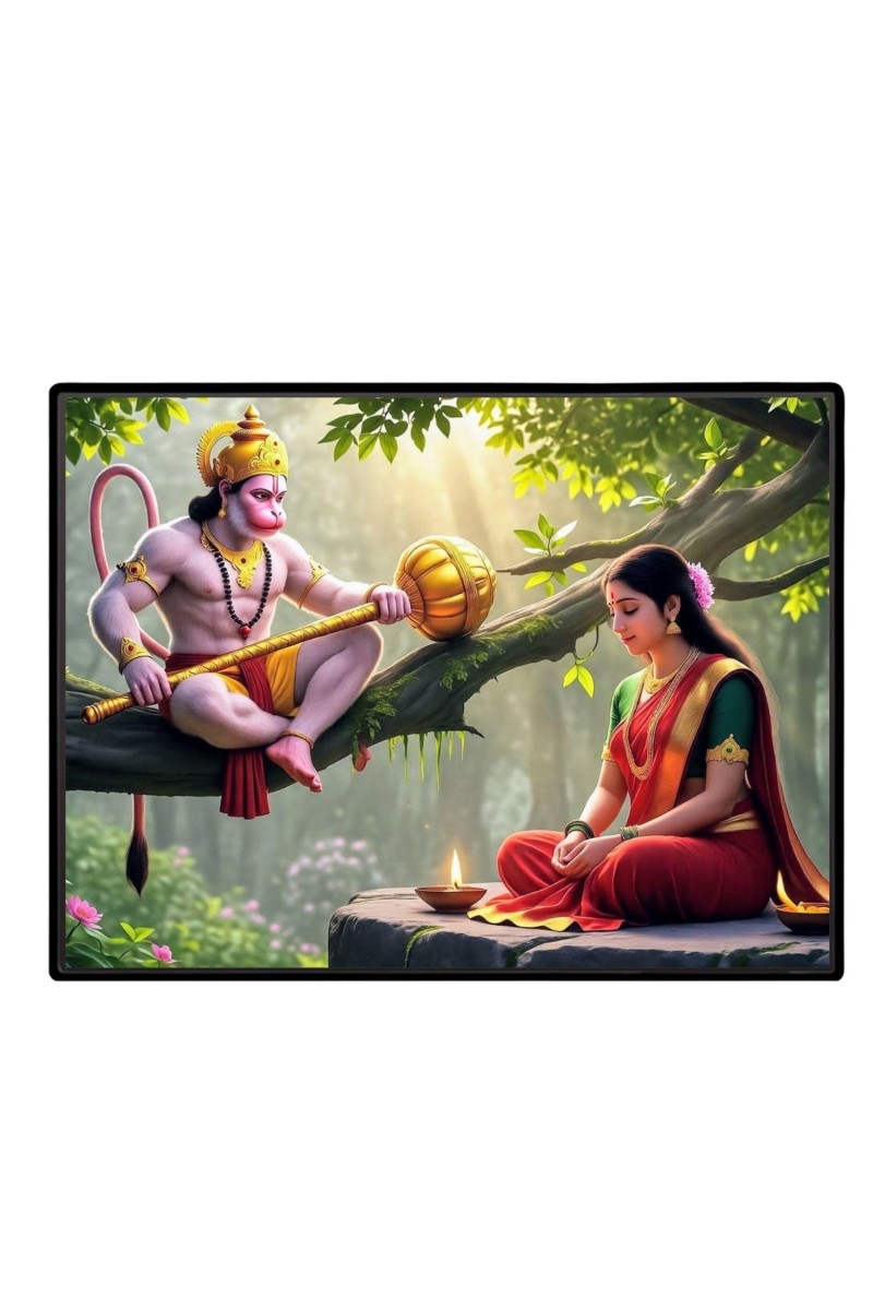 Lord Hanuman Mata Sita Laminated Photo - 13x15 Inches, Divine Blessings For Home & Office And Temple Decoration (F16105)