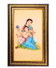 Goddess Parvathi With Ganesha Digital Golden Balck Color Photo Frame | Hindu Religious Wall Decor | 16x22 Inches - Inspirational Wall Art For Office, Home Decor - Ideal Spiritual Gift (F16887)