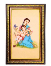 Goddess Parvathi With Ganesha Digital Golden Balck Color Photo Frame | Hindu Religious Wall Decor | 12x18 Inches - Inspirational Wall Art For Office, Home Decor - Ideal Spiritual Gift (F16887)