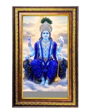 Lord Vishnu Digital Golden Balck Color Photo Frame | Hindu Religious Wall Decor | 12x18 Inches - Inspirational Wall Art For Office, Home Decor - Ideal Spiritual Gift (F16862)