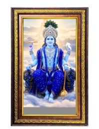 Lord Vishnu Digital Golden Balck Color Photo Frame | Hindu Religious Wall Decor | 18x24 Inches - Inspirational Wall Art For Office, Home Decor - Ideal Spiritual Gift (F16862)