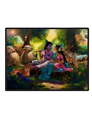 Lord RadhaKrishna Laminated Photo - 9x11 Inches, Divine Blessings For Home & Office And Temple Decoration (F16089)