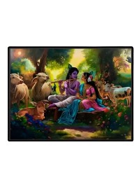 Lord RadhaKrishna Laminated Photo - 13x15 Inches, Divine Blessings For Home & Office And Temple Decoration (F16089)