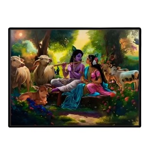 Lord RadhaKrishna Laminated Photo - 13x15 Inches, Divine Blessings For Home & Office And Temple Decoration (F16089)