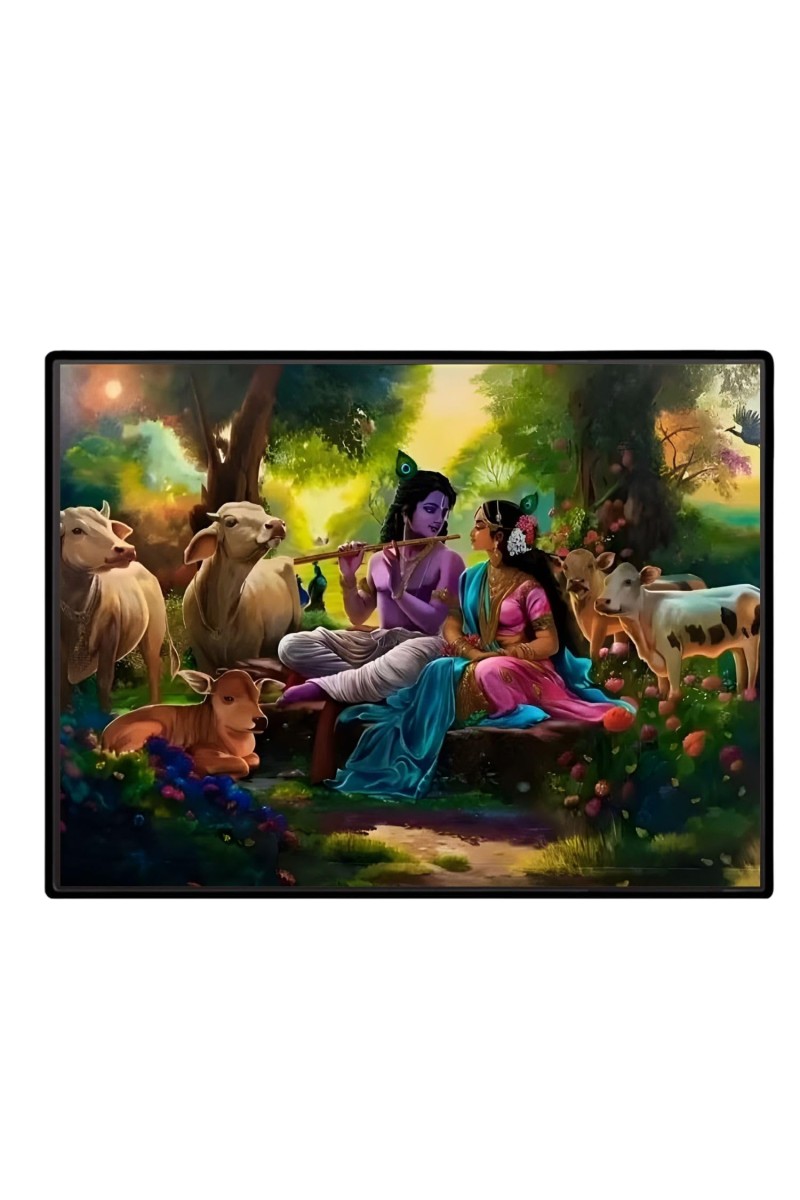 Lord RadhaKrishna Laminated Photo - 5x7 Inches, Divine Blessings For Home & Office And Temple Decoration (F16089)