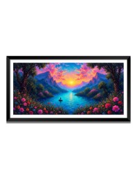 Nature Landscape Floating Frame Scenery Digital Print - (I5833) - 12x24 inch Modern Nature Wall Art for Living Room, Bedroom, Office, Hotels, Drawing Room