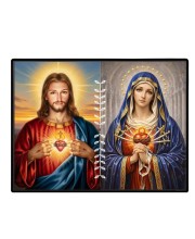 Jesus And Immaculate Heart Of Mary Laminated Photo - 5x7 Inches, Divine Blessings For Home & Office And Temple Decoration (F16190)