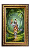 Lord Shiva Digital Golden Balck Color Photo Frame | Hindu Religious Wall Decor | 16x22 Inches - Inspirational Wall Art For Office, Home Decor - Ideal Spiritual Gift (F16545)