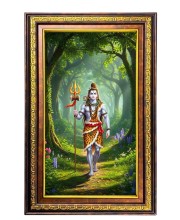 Lord Shiva Digital Golden Balck Color Photo Frame | Hindu Religious Wall Decor | 18x24 Inches - Inspirational Wall Art For Office, Home Decor - Ideal Spiritual Gift (F16545)