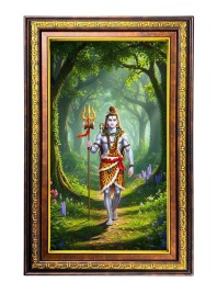 Lord Shiva Digital Golden Balck Color Photo Frame | Hindu Religious Wall Decor | 18x24 Inches - Inspirational Wall Art For Office, Home Decor - Ideal Spiritual Gift (F16545)