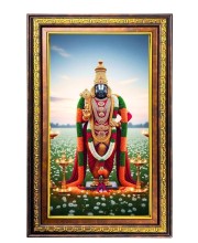 Lord Venkateshwara Swamy Digital Golden Balck Color Photo Frame | Hindu Religious Wall Decor | 10x16 Inches - Inspirational Wall Art For Office, Home Decor - Ideal Spiritual Gift (F16462)