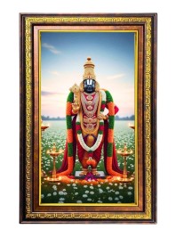 Lord Venkateshwara Swamy Digital Golden Balck Color Photo Frame | Hindu Religious Wall Decor | 14x20 Inches - Inspirational Wall Art For Office, Home Decor - Ideal Spiritual Gift (F16462)