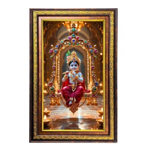 Lord Krishna Digital Golden Balck Color Photo Frame | Hindu Religious Wall Decor | 14x20 Inches - Inspirational Wall Art For Office, Home Decor - Ideal Spiritual Gift (F16930) Lord Krishna Digital Golden Balck Color Photo Frame | Hindu Religious Wall Decor | 14x20 Inches - Inspirational Wall Art For Office, Home Decor - Ideal Spiritual Gift (F16930)