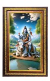 Lord Shiva Digital Golden Balck Color Photo Frame | Hindu Religious Wall Decor | 10x16 Inches - Inspirational Wall Art For Office, Home Decor - Ideal Spiritual Gift (F16512)