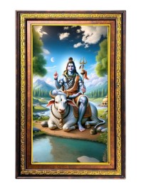 Lord Shiva Digital Golden Balck Color Photo Frame | Hindu Religious Wall Decor | 10x16 Inches - Inspirational Wall Art For Office, Home Decor - Ideal Spiritual Gift (F16512)